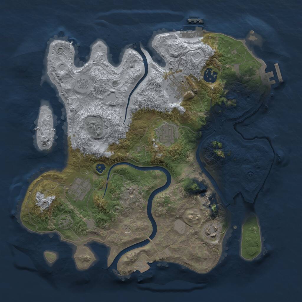 Rust Map: Procedural Map, Size: 3200, Seed: 129044988, 12 Monuments