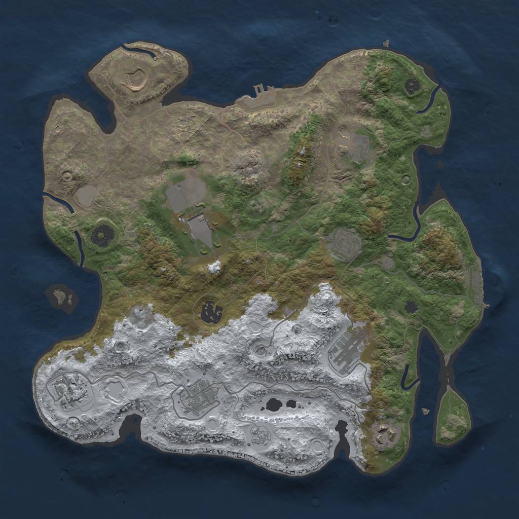 Rust Map: Procedural Map, Size: 3500, Seed: 422759895, 18 Monuments