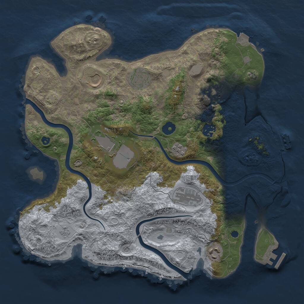 Rust Map: Procedural Map, Size: 3500, Seed: 422759895, 14 Monuments