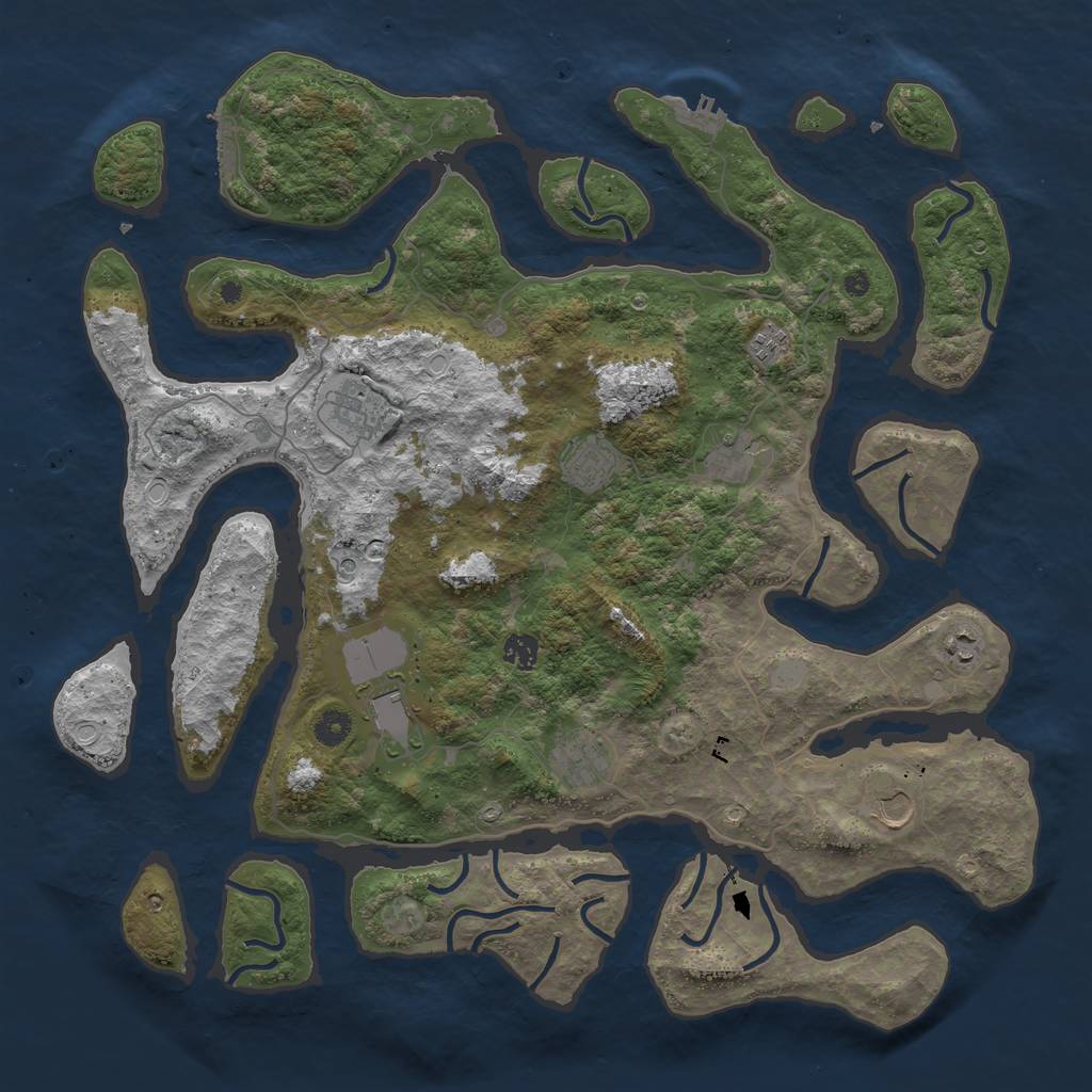 Rust Map: Procedural Map, Size: 4500, Seed: 86567379, 17 Monuments