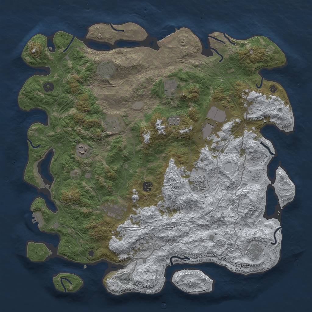 Rust Map: Procedural Map, Size: 4500, Seed: 3435911, 19 Monuments