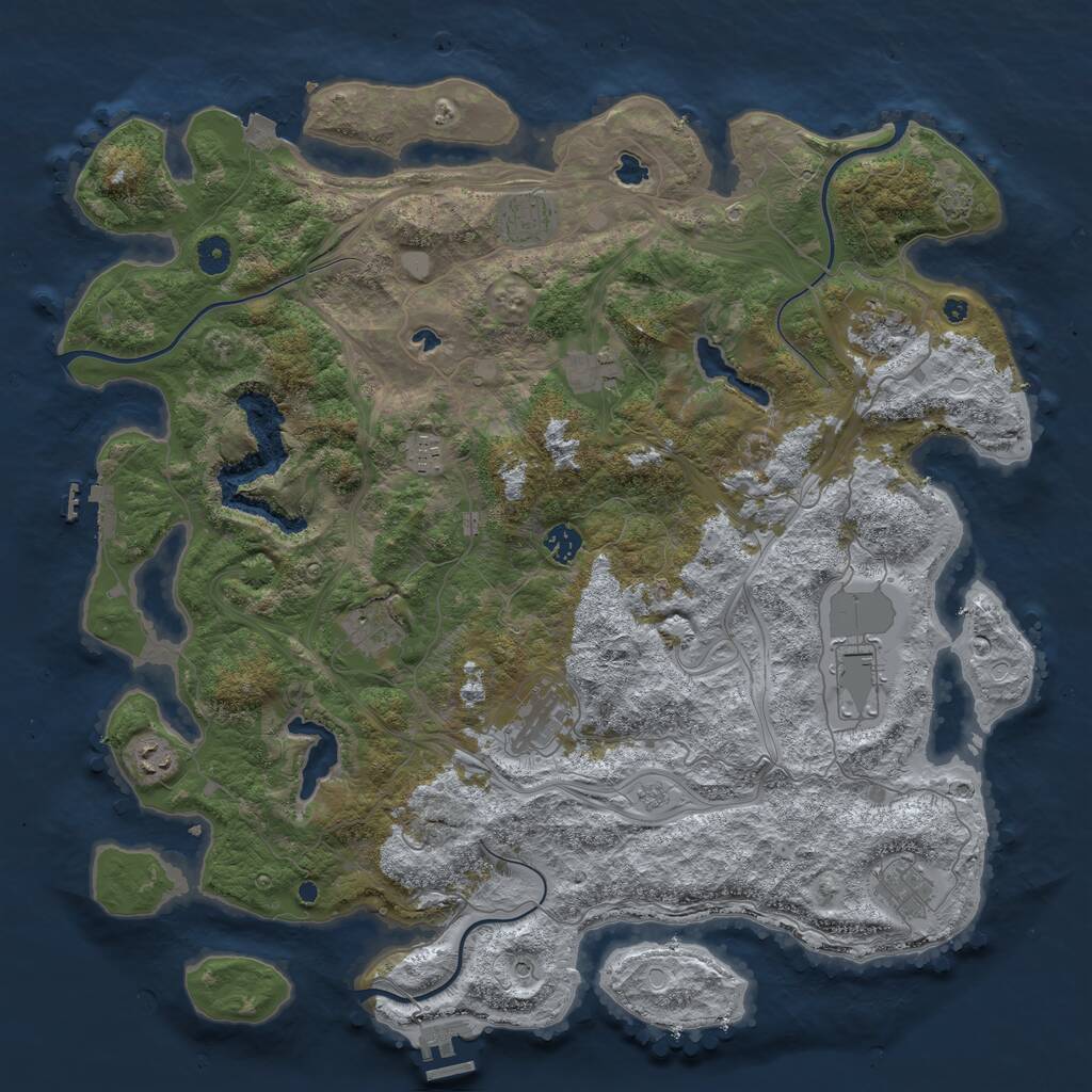 Rust Map: Procedural Map, Size: 4500, Seed: 3435911, 16 Monuments