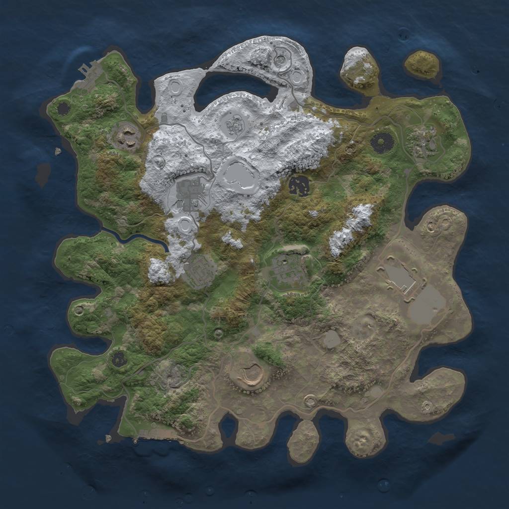 Rust Map: Procedural Map, Size: 3500, Seed: 1012953199, 17 Monuments