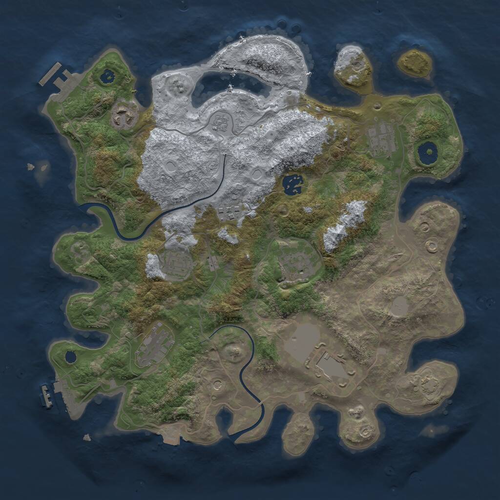 Rust Map: Procedural Map, Size: 3500, Seed: 1012953199, 14 Monuments