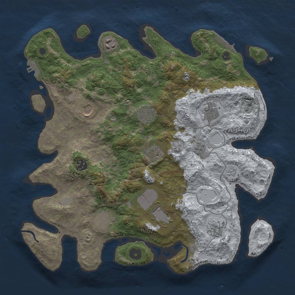 Rust Map: Procedural Map, Size: 3700, Seed: 2381145, 19 Monuments