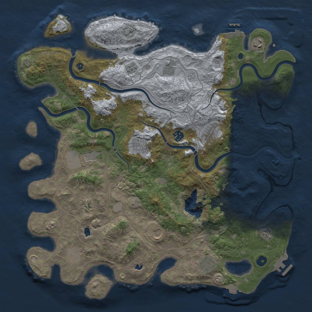 Rust Map: Procedural Map, Size: 4500, Seed: 1422323532, 17 Monuments