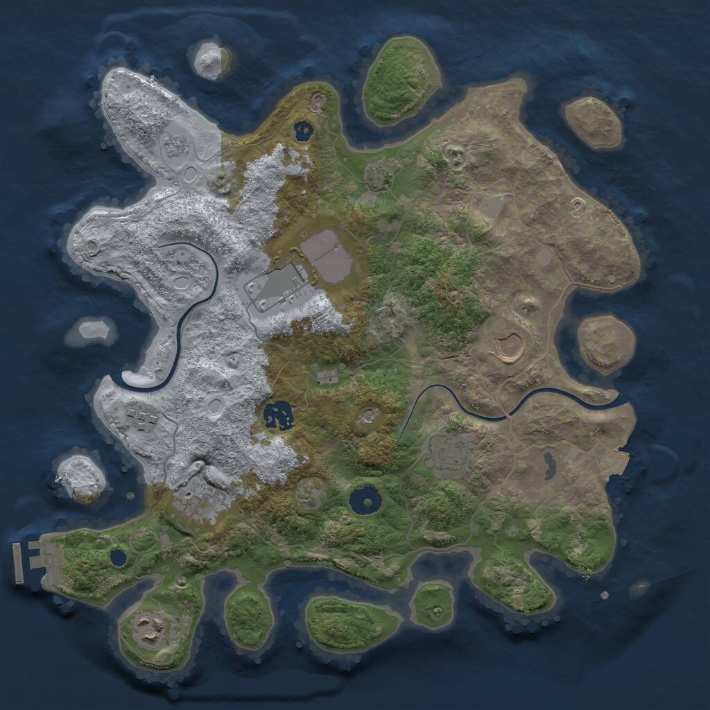 Rust Map: Procedural Map, Size: 3500, Seed: 738482, 12 Monuments