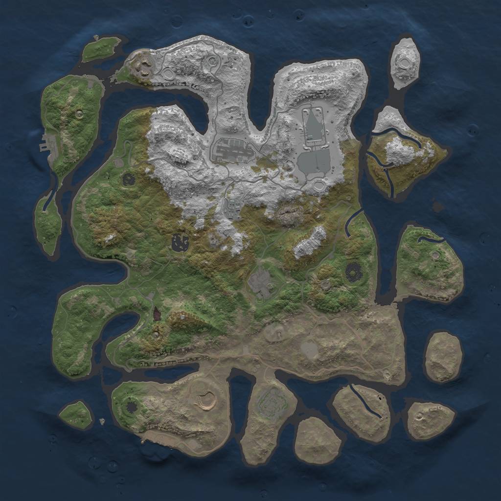Rust Map: Procedural Map, Size: 4000, Seed: 791141, 16 Monuments