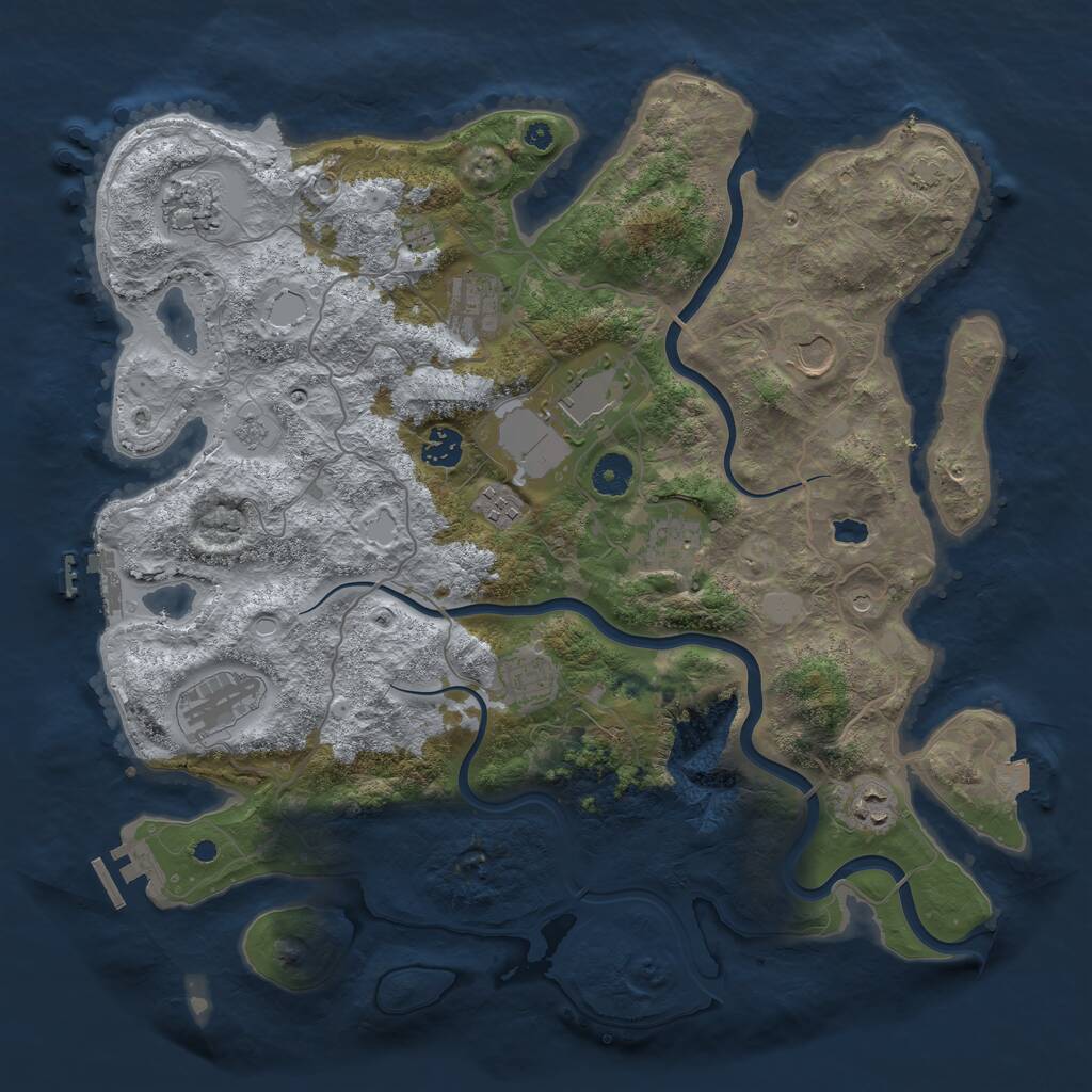 Rust Map: Procedural Map, Size: 4000, Seed: 953072, 16 Monuments