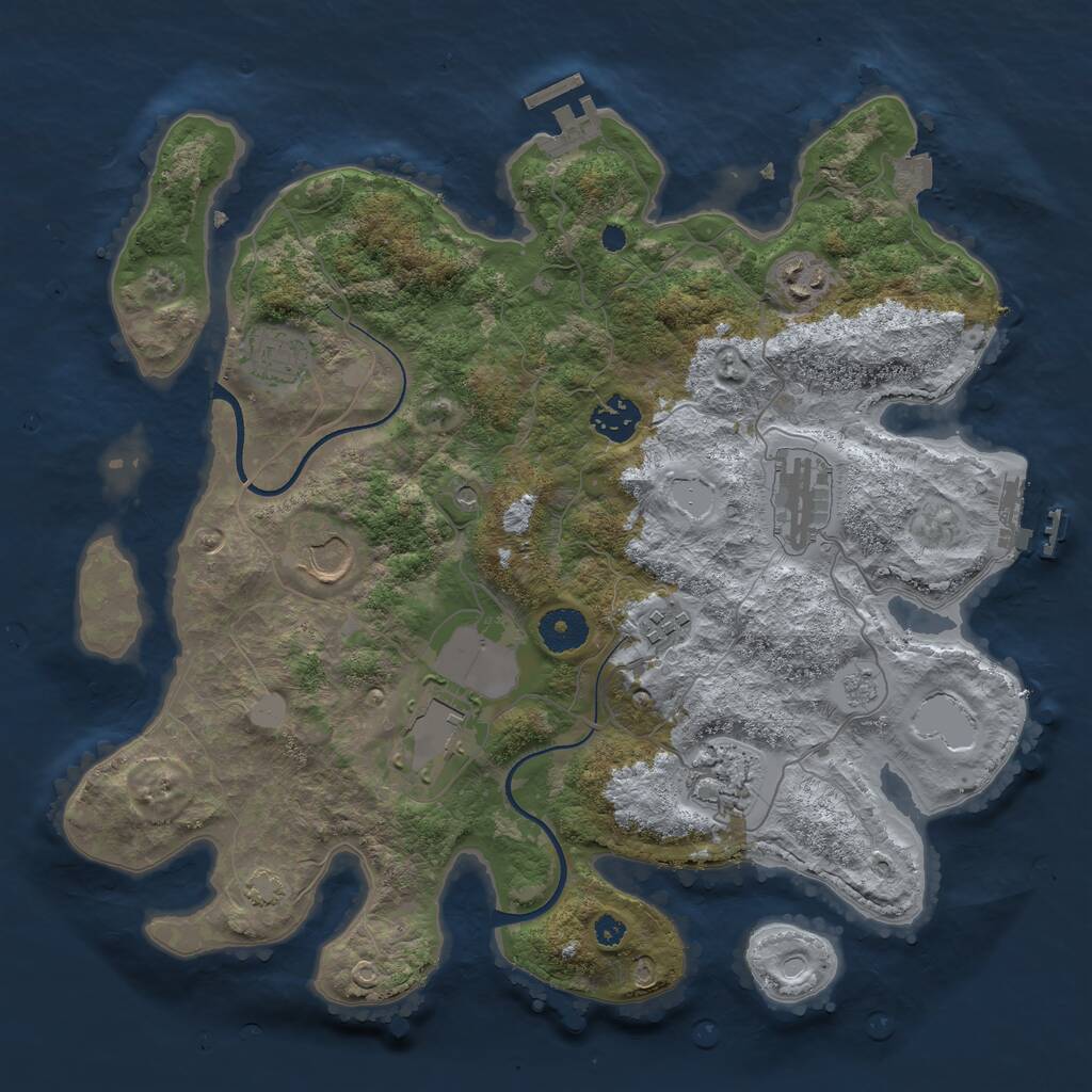 Rust Map: Procedural Map, Size: 3550, Seed: 863180, 14 Monuments