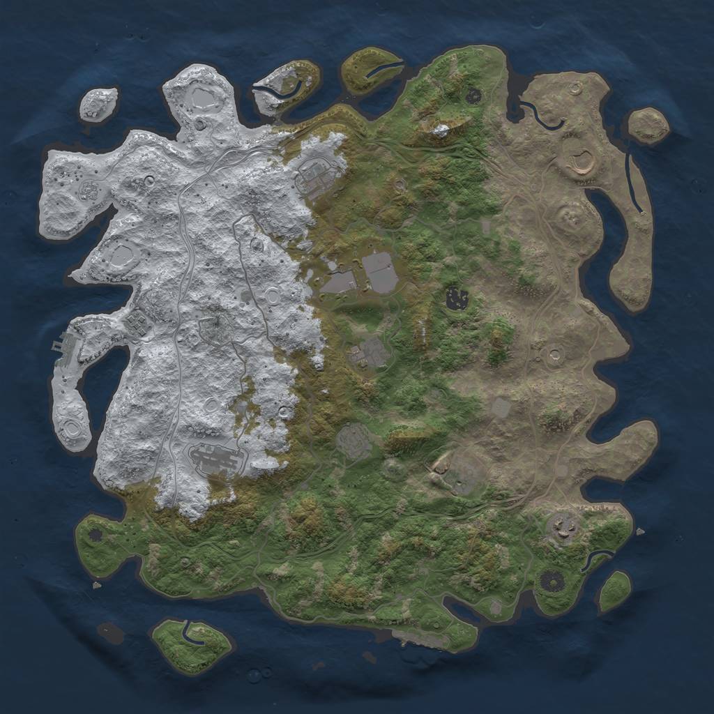 Rust Map: Procedural Map, Size: 4500, Seed: 10303, 19 Monuments