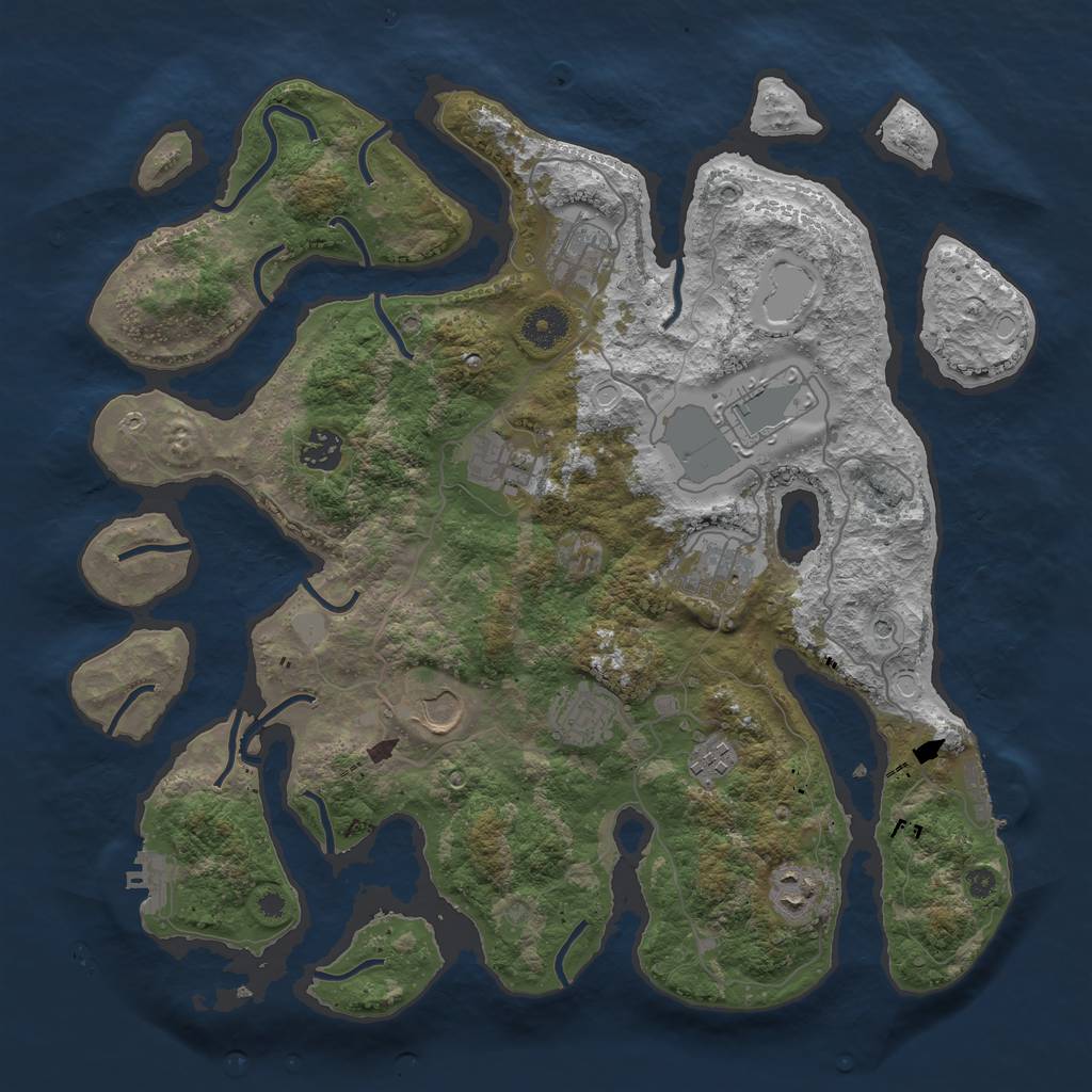 Rust Map: Procedural Map, Size: 3800, Seed: 1749573239, 17 Monuments