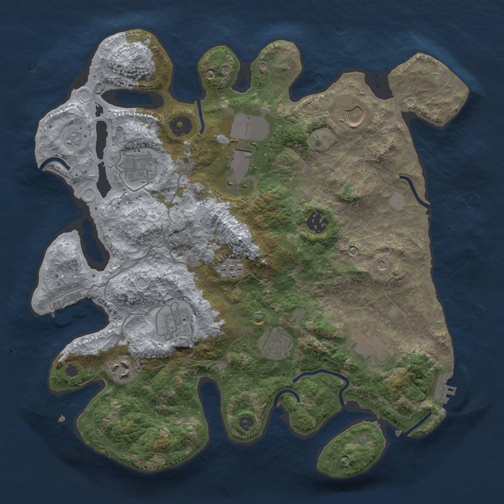 Rust Map: Procedural Map, Size: 3550, Seed: 876230, 18 Monuments