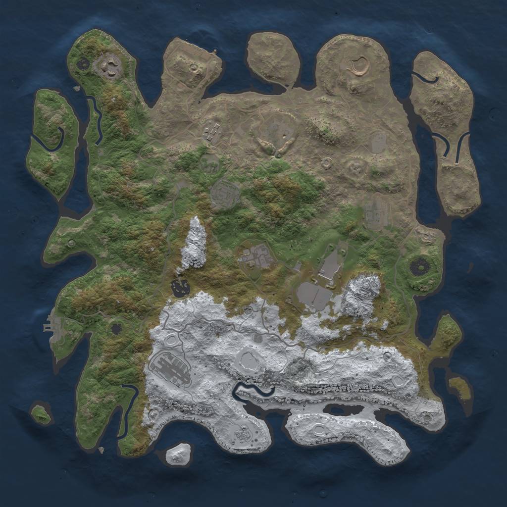 Rust Map: Procedural Map, Size: 4000, Seed: 928723, 19 Monuments