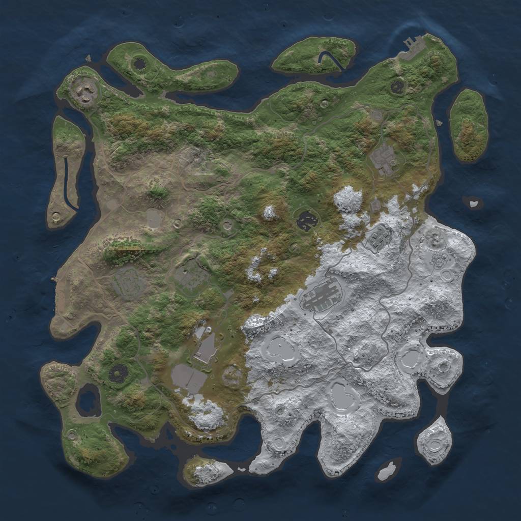 Rust Map: Procedural Map, Size: 4000, Seed: 907208, 17 Monuments