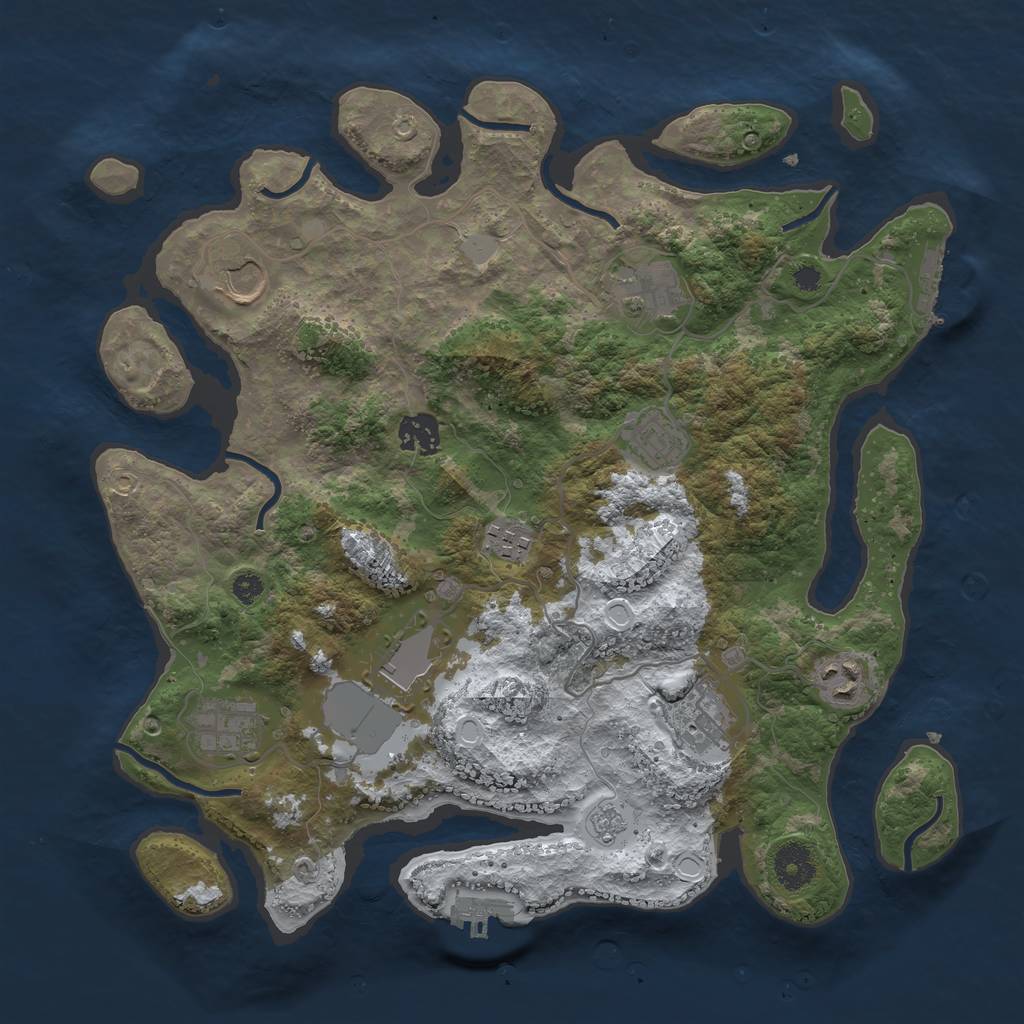 Rust Map: Procedural Map, Size: 3550, Seed: 954713, 17 Monuments