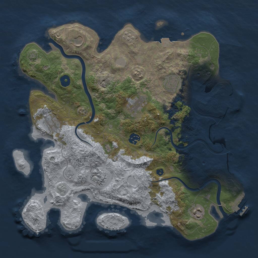 Rust Map: Procedural Map, Size: 3550, Seed: 54381, 14 Monuments