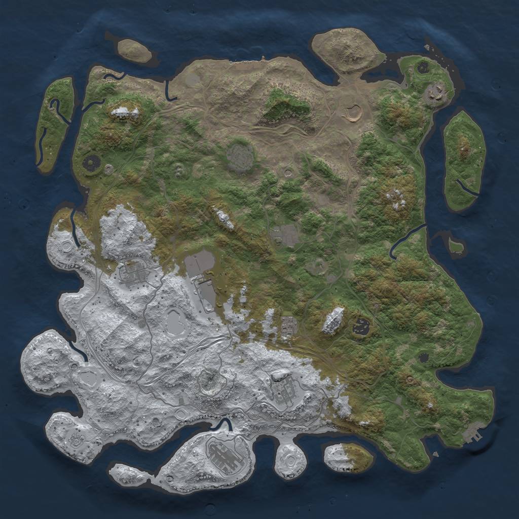 Rust Map: Procedural Map, Size: 4500, Seed: 2472472, 19 Monuments