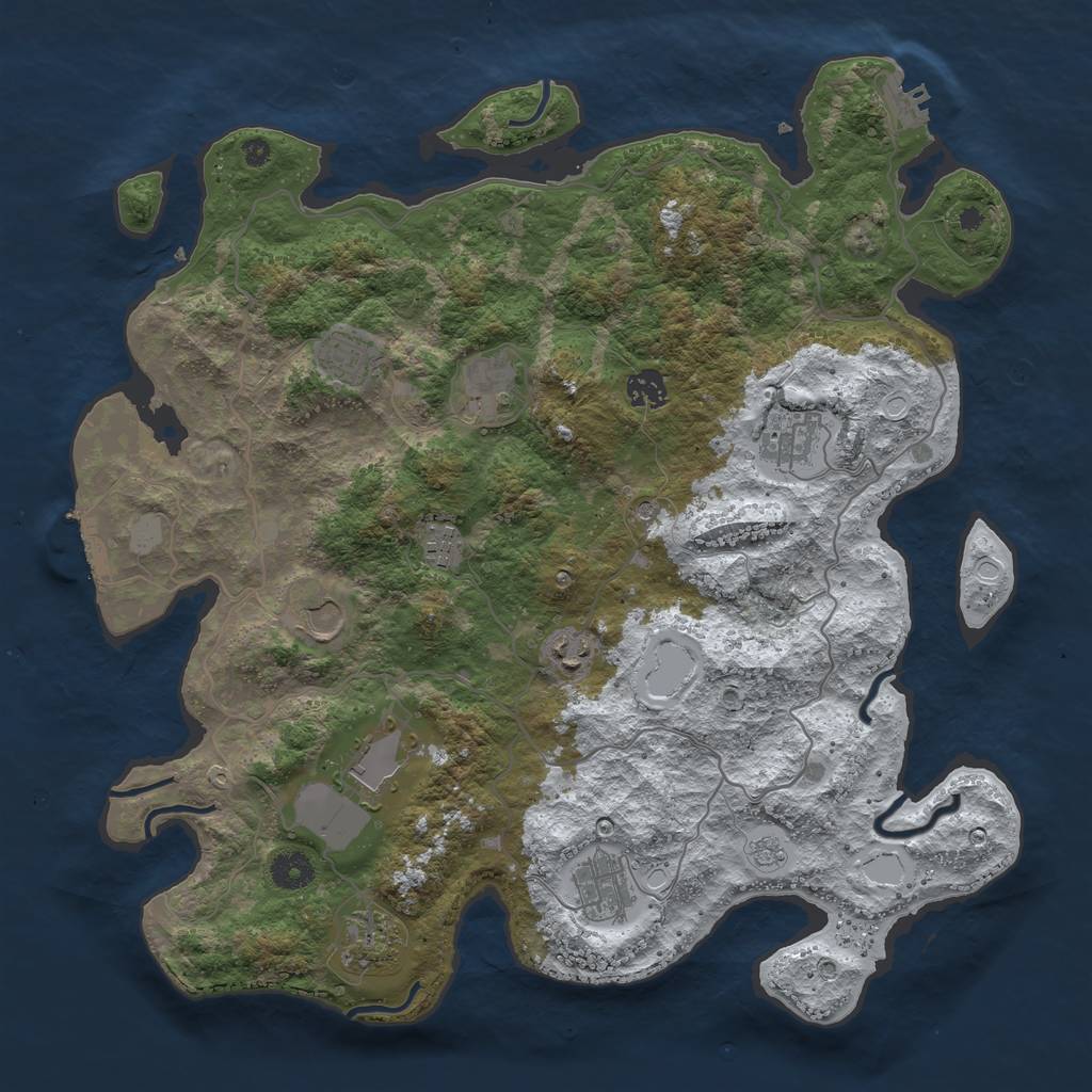 Rust Map: Procedural Map, Size: 4000, Seed: 679954, 19 Monuments