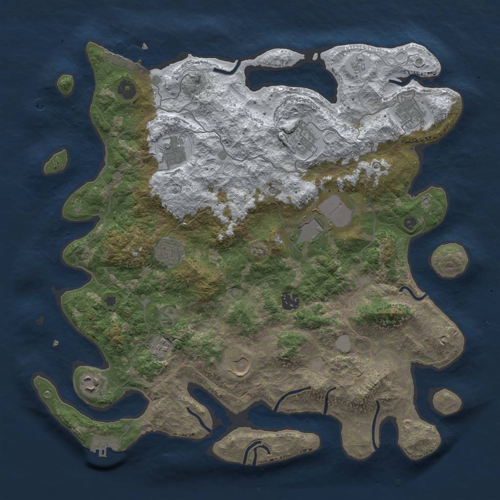 Rust Map: Procedural Map, Size: 4000, Seed: 546667, 18 Monuments