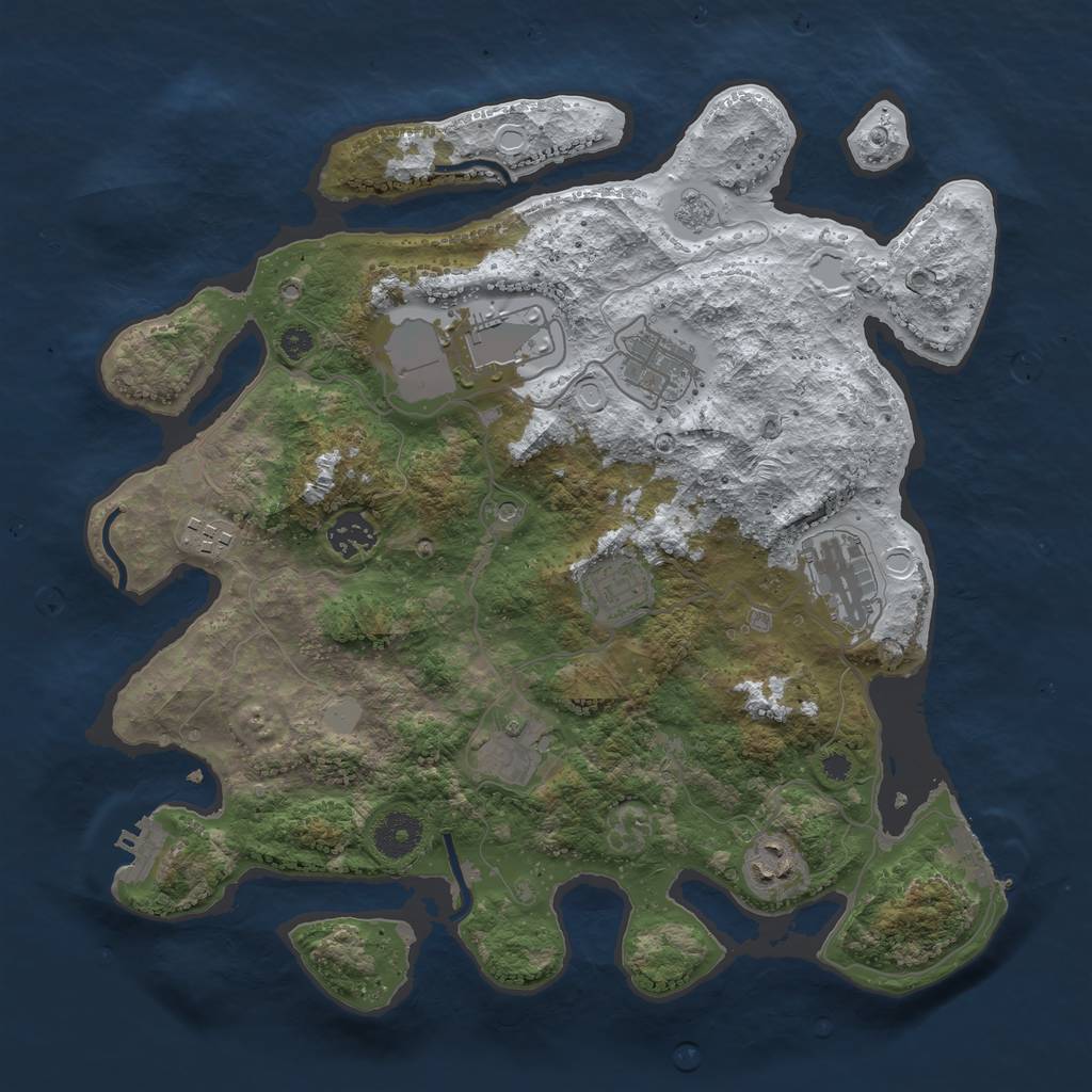 Rust Map: Procedural Map, Size: 3550, Seed: 203951, 17 Monuments