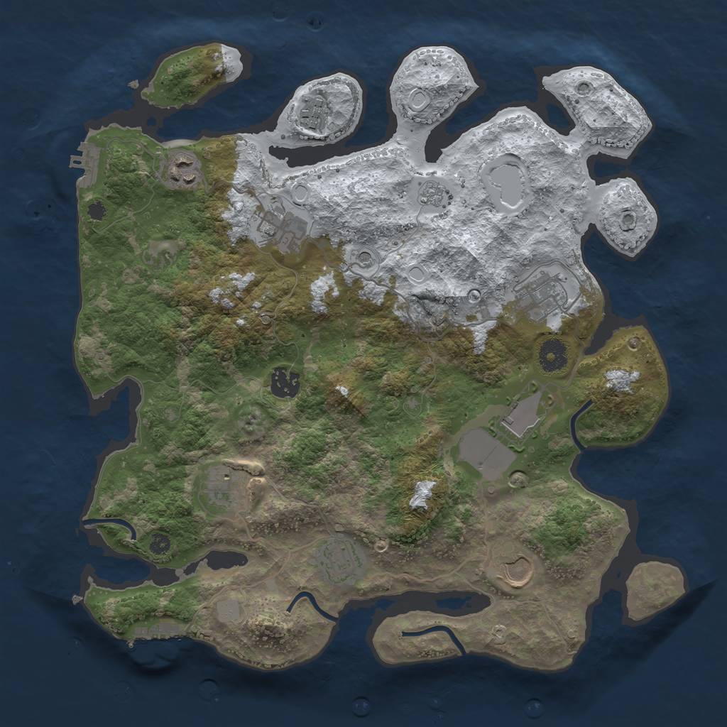 Rust Map: Procedural Map, Size: 3550, Seed: 215936, 18 Monuments
