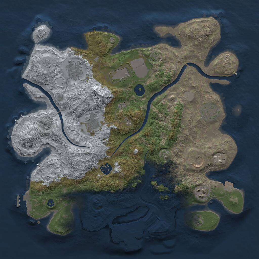 Rust Map: Procedural Map, Size: 3500, Seed: 3905507, 14 Monuments