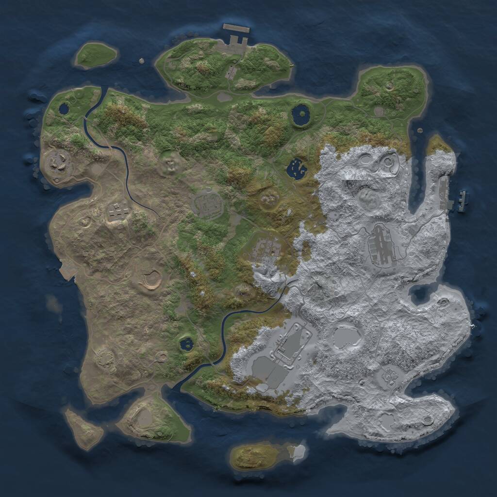 Rust Map: Procedural Map, Size: 3800, Seed: 87, 14 Monuments