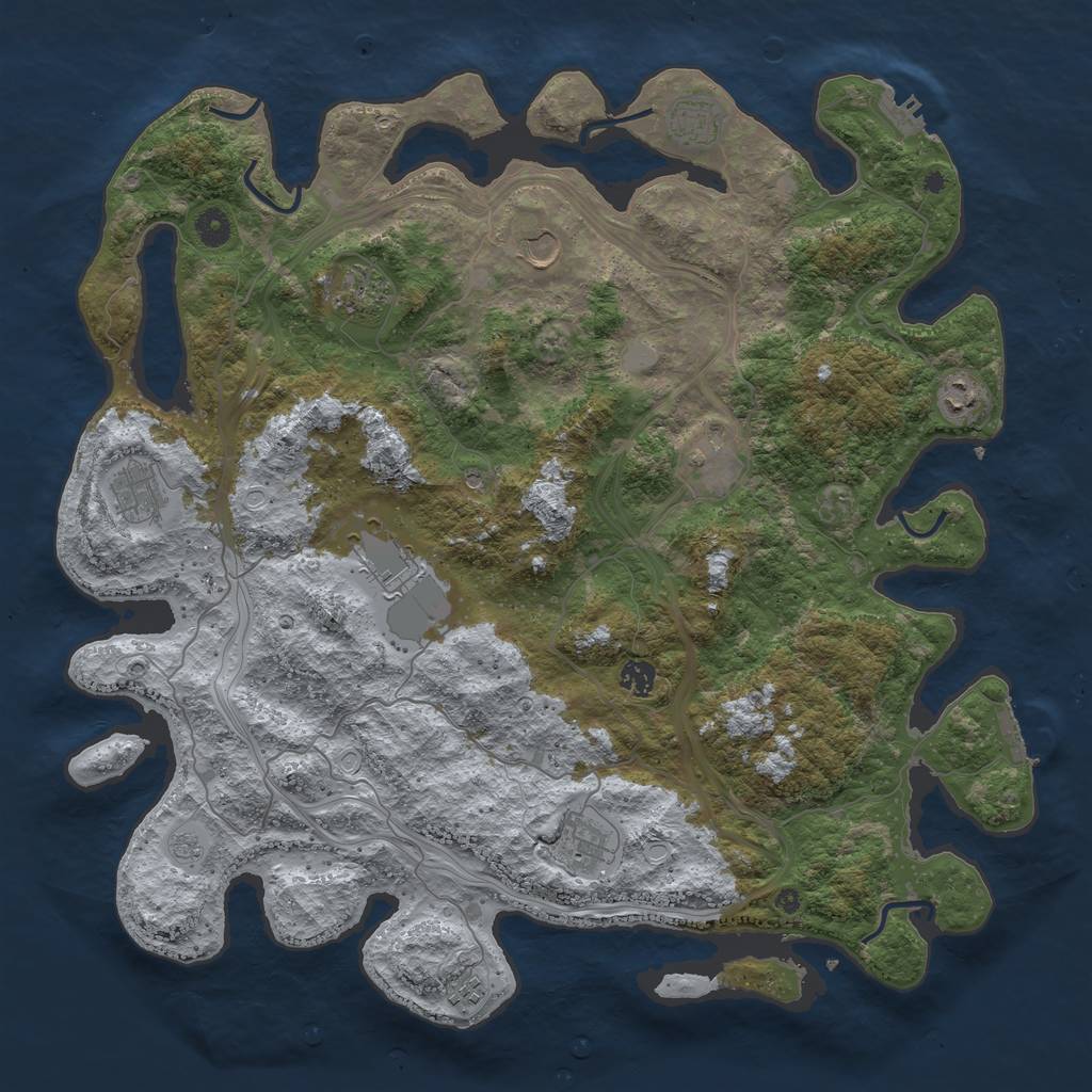 Rust Map: Procedural Map, Size: 4500, Seed: 6215893, 19 Monuments