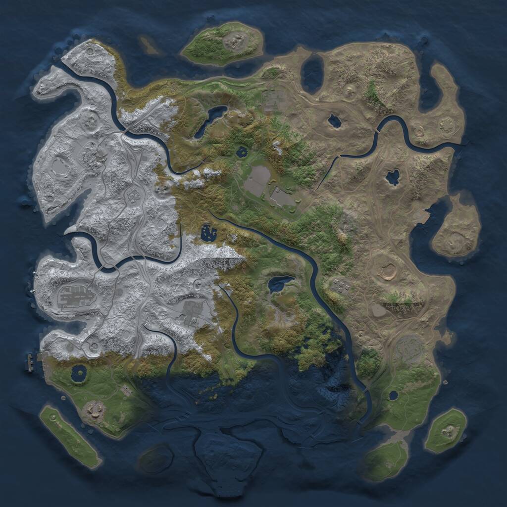 Rust Map: Procedural Map, Size: 4500, Seed: 824844651, 16 Monuments