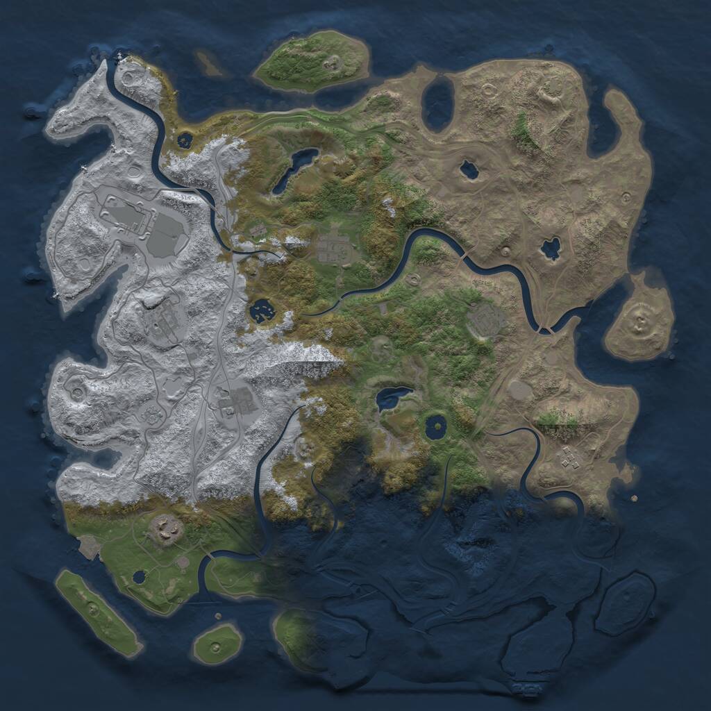 Rust Map: Procedural Map, Size: 4500, Seed: 824844651, 14 Monuments