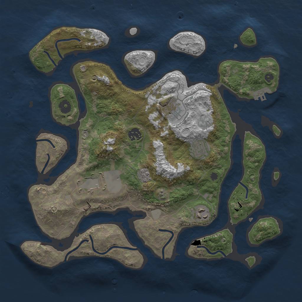 Rust Map: Procedural Map, Size: 3550, Seed: 652318, 12 Monuments