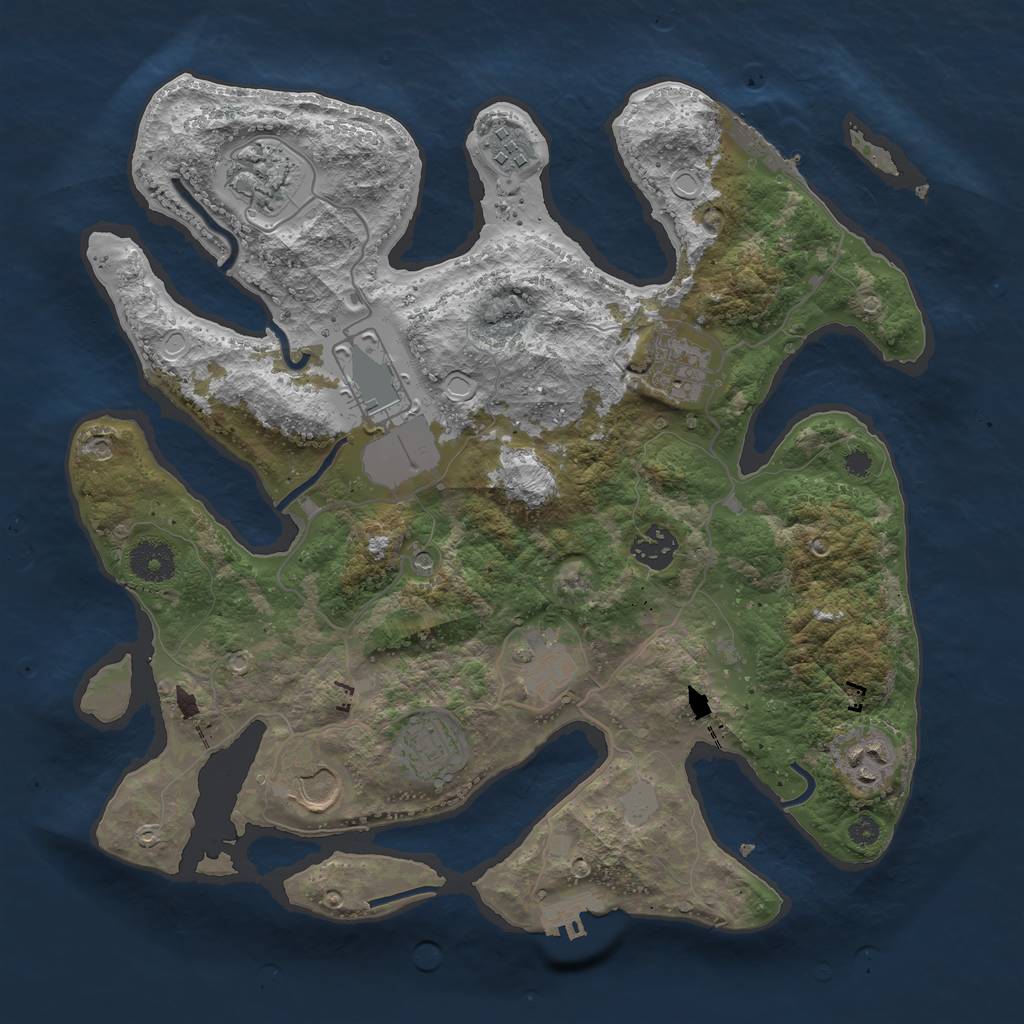Rust Map: Procedural Map, Size: 3500, Seed: 4140962, 17 Monuments