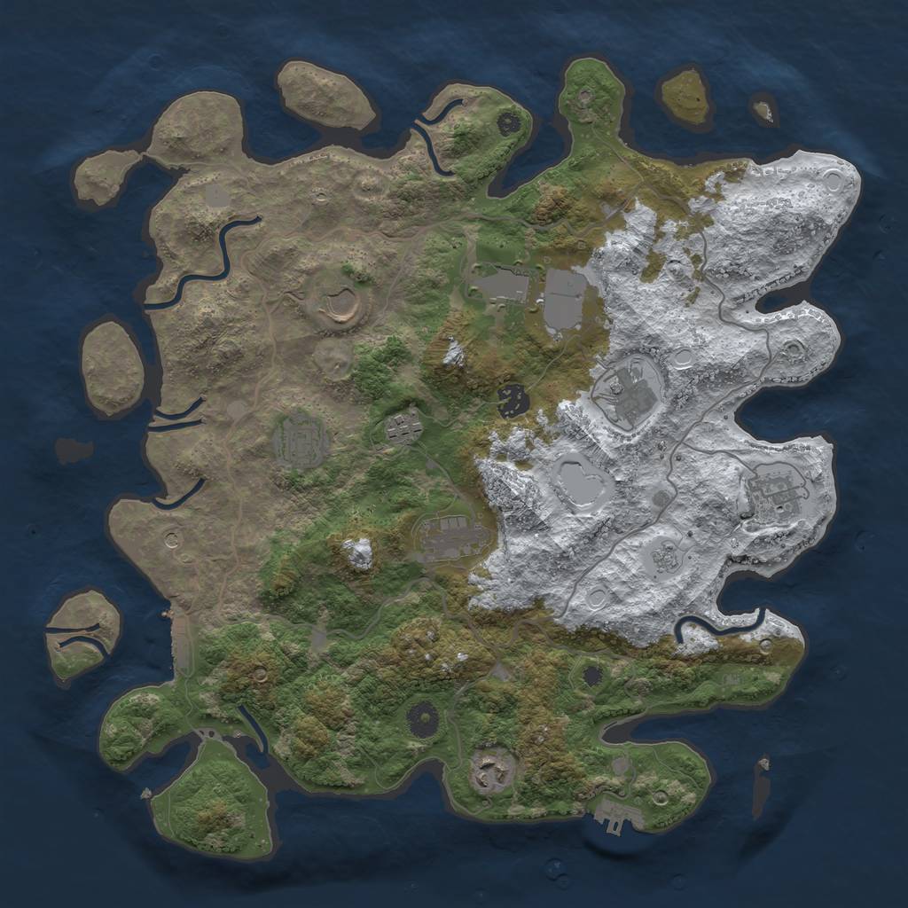 Rust Map: Procedural Map, Size: 4000, Seed: 595481, 18 Monuments