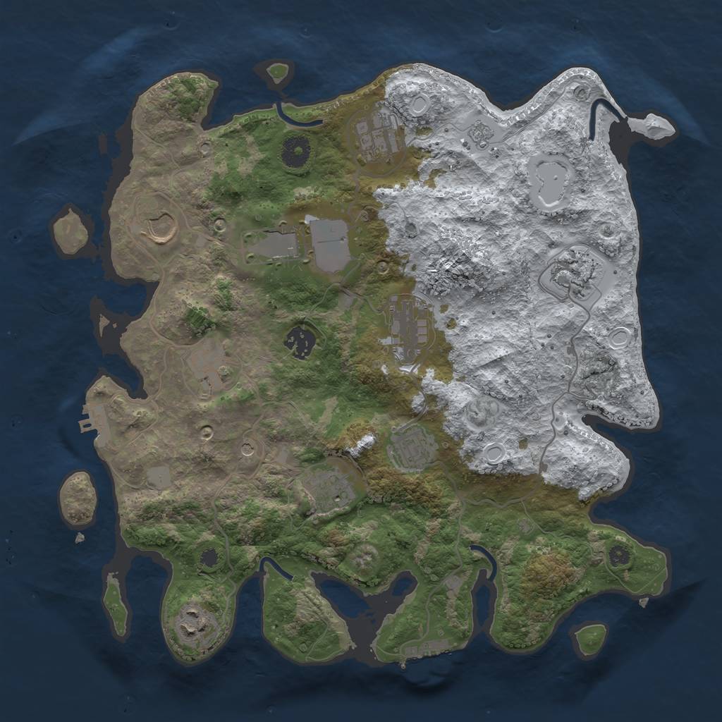Rust Map: Procedural Map, Size: 3550, Seed: 166526, 19 Monuments