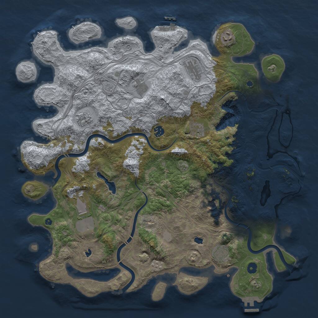 Rust Map: Procedural Map, Size: 4500, Seed: 1761657, 16 Monuments