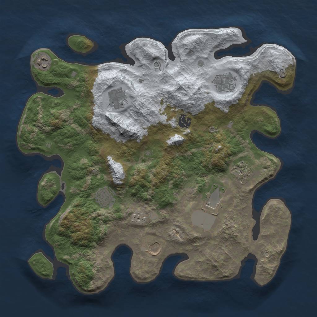 Rust Map: Barren, Size: 3600, Seed: 1, 12 Monuments