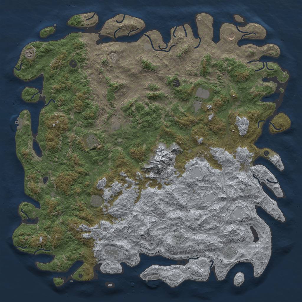 Rust Map: Procedural Map, Size: 6000, Seed: 105314728, 18 Monuments