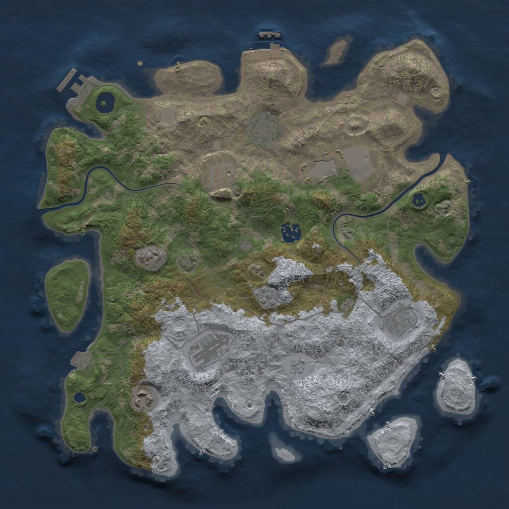 Rust Map: Procedural Map, Size: 3750, Seed: 183009763, 13 Monuments