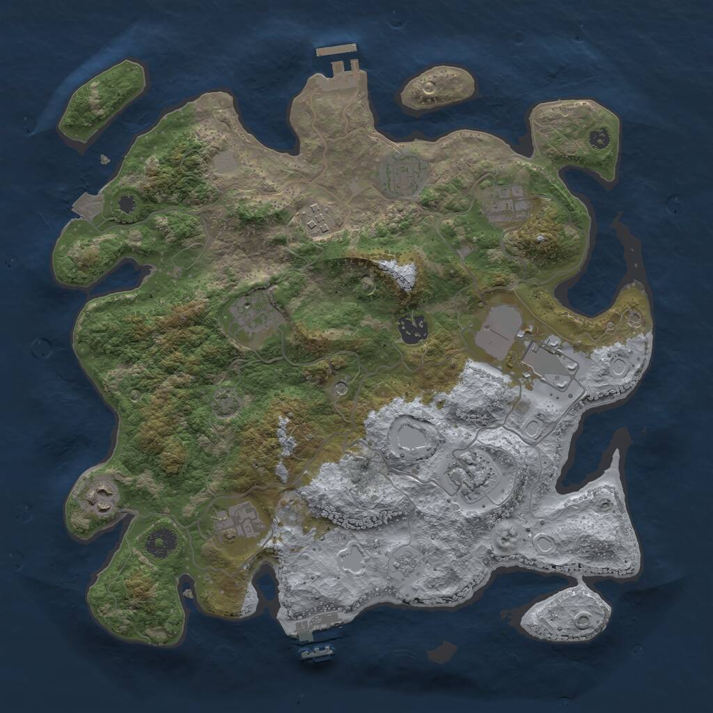 Rust Map: Procedural Map, Size: 3550, Seed: 533889, 15 Monuments
