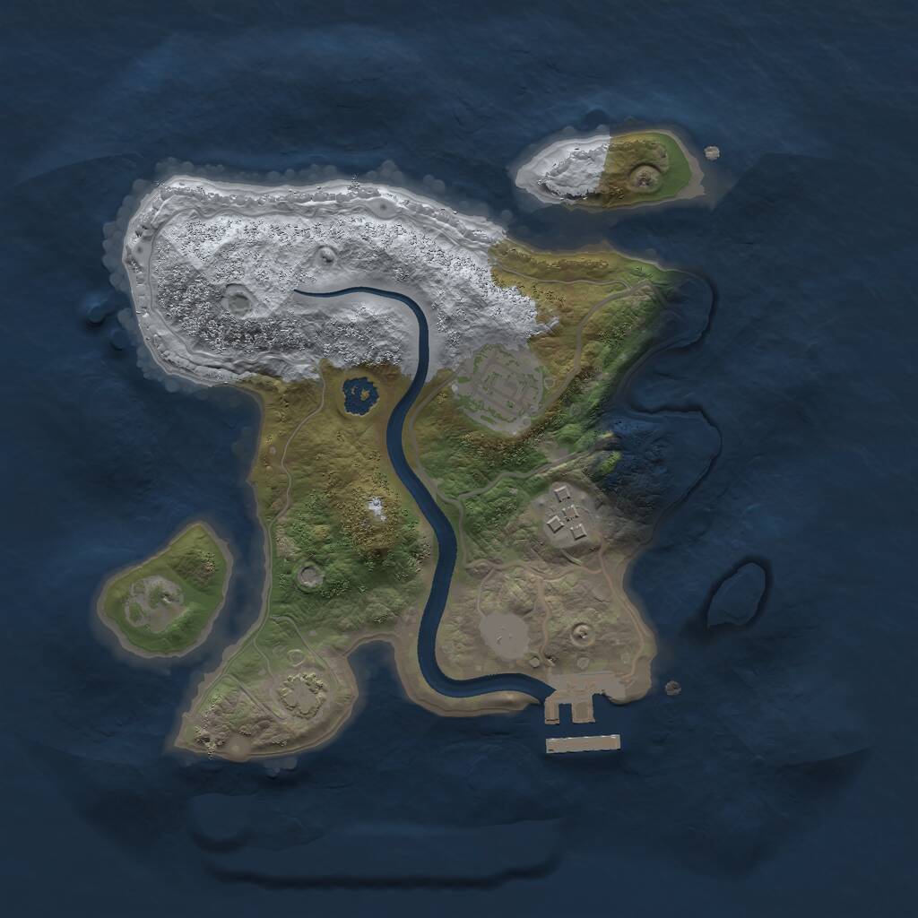 Rust Map: Procedural Map, Size: 2500, Seed: 654142021, 5 Monuments