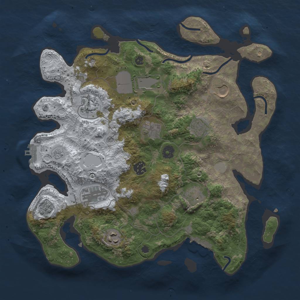 Rust Map: Procedural Map, Size: 3500, Seed: 2839568, 19 Monuments