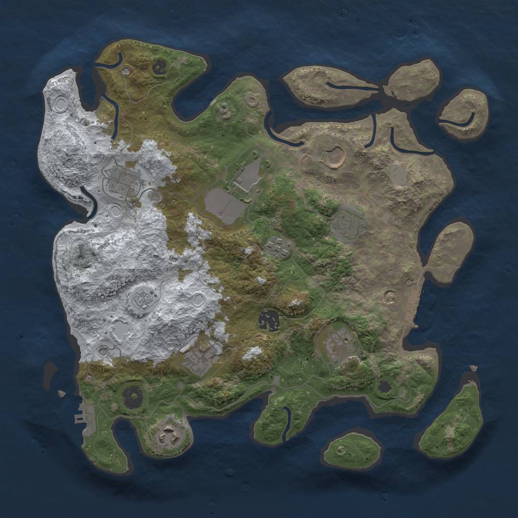 Rust Map: Procedural Map, Size: 3500, Seed: 3406676, 18 Monuments