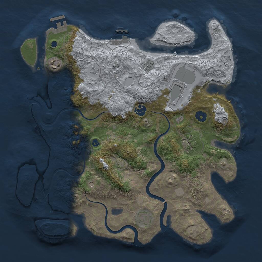 Rust Map: Procedural Map, Size: 3550, Seed: 643725, 12 Monuments
