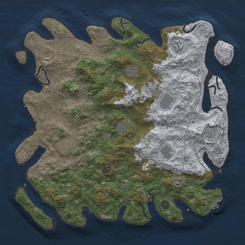 Rust Map: Procedural Map, Size: 4500, Seed: 2279674, 20 Monuments