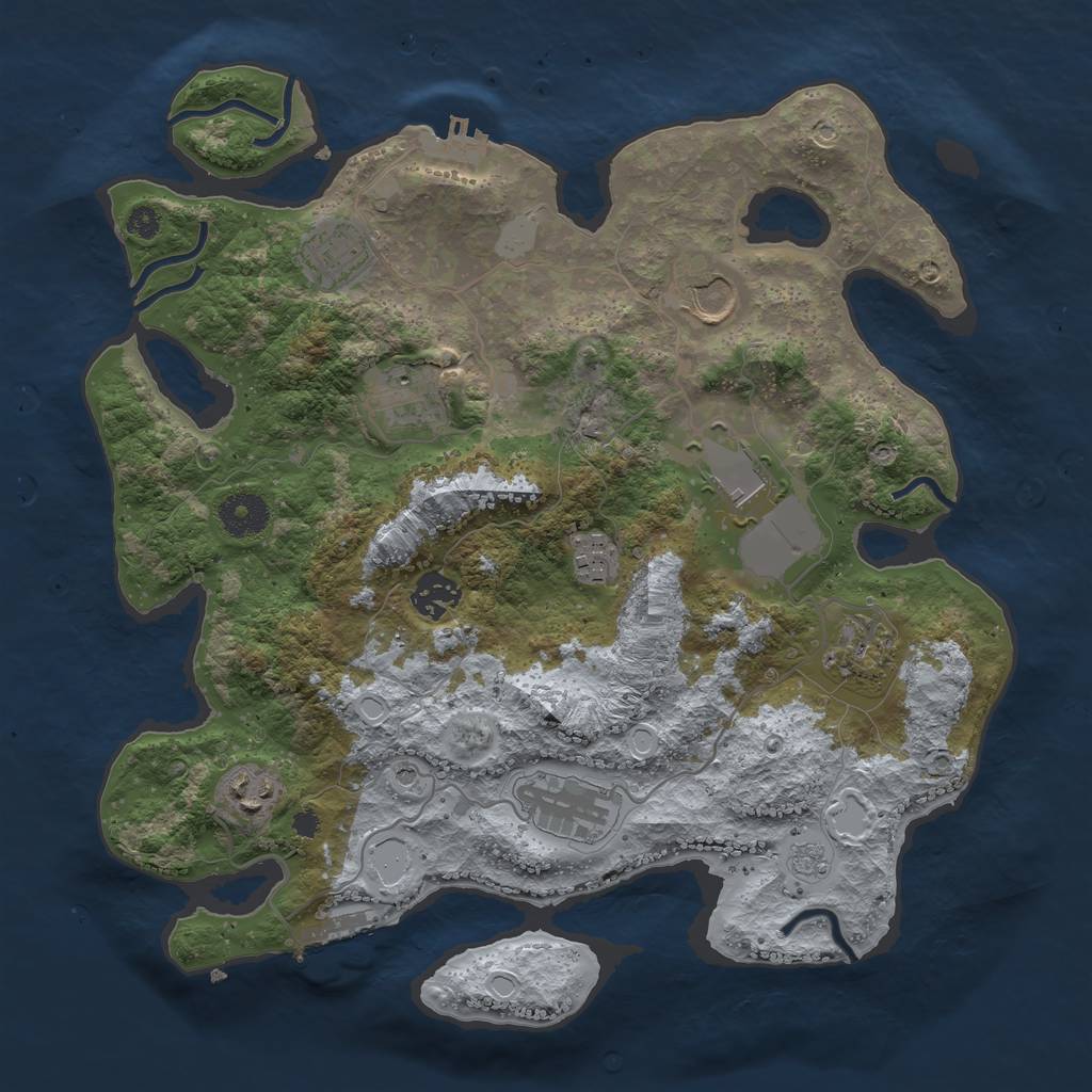 Rust Map: Procedural Map, Size: 3500, Seed: 938335, 18 Monuments