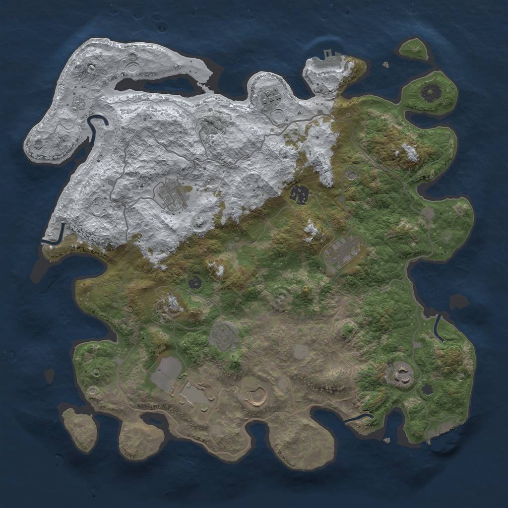 Rust Map: Procedural Map, Size: 4000, Seed: 166239, 18 Monuments