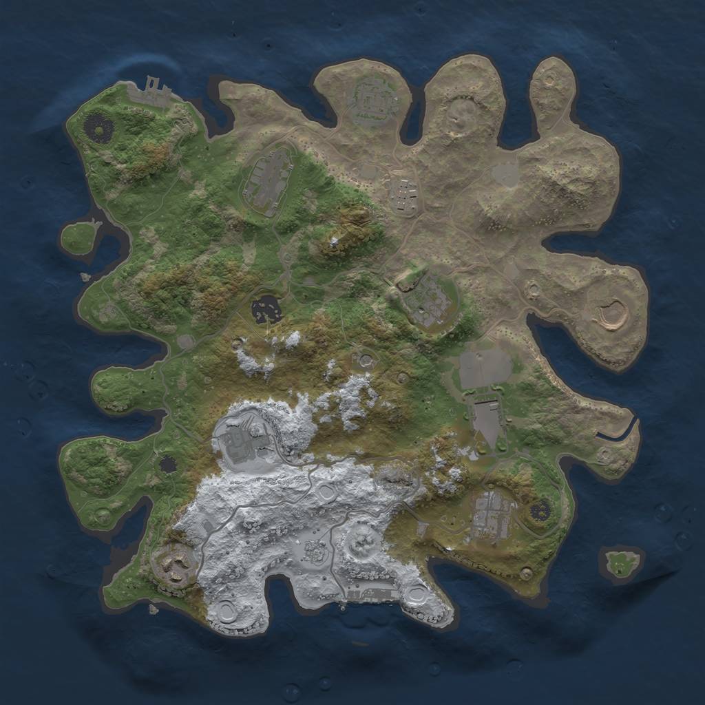 Rust Map: Procedural Map, Size: 3500, Seed: 4583698, 19 Monuments