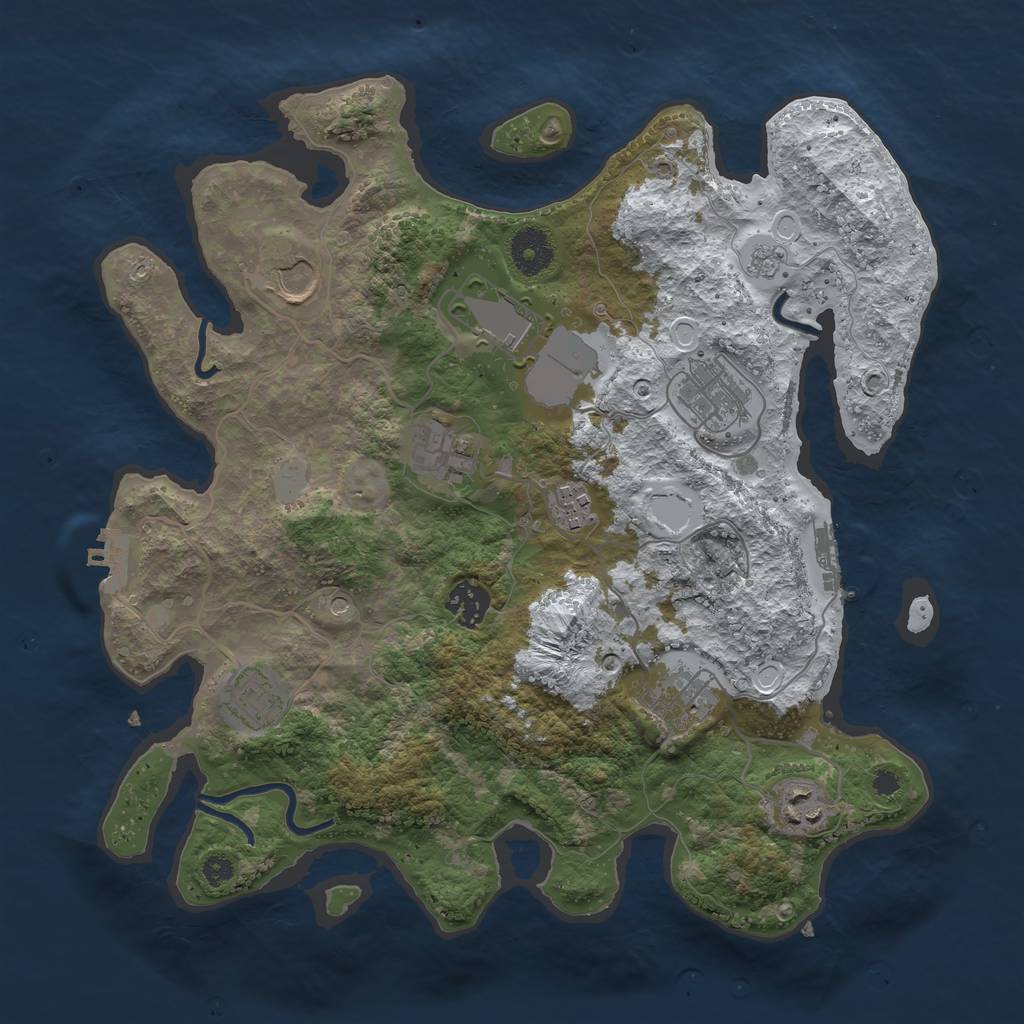 Rust Map: Procedural Map, Size: 3500, Seed: 52795, 18 Monuments
