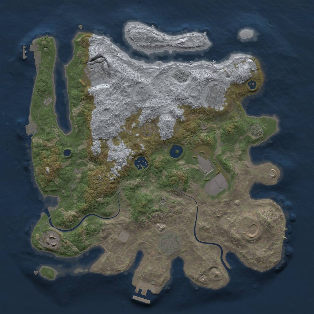 Rust Map: Procedural Map, Size: 3600, Seed: 1133720465, 14 Monuments